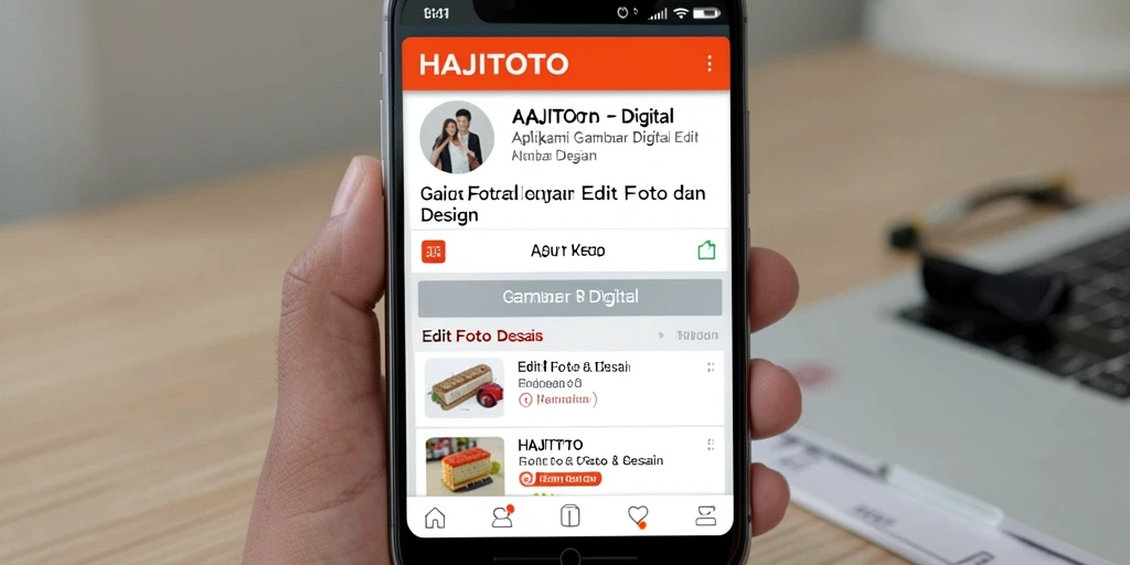 Tangkapan layar aplikasi HAJITOTO menampilkan antarmuka modern dan fungsi pengeditan gambar yang canggih.