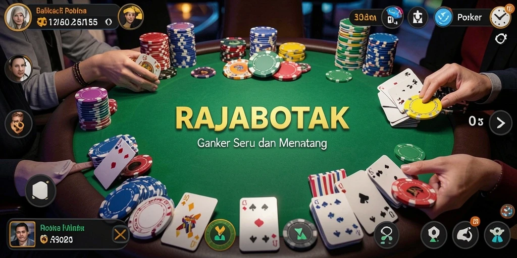 Antarmuka RAJABOTAK yang menarik menampilkan berbagai fungsi Poker.